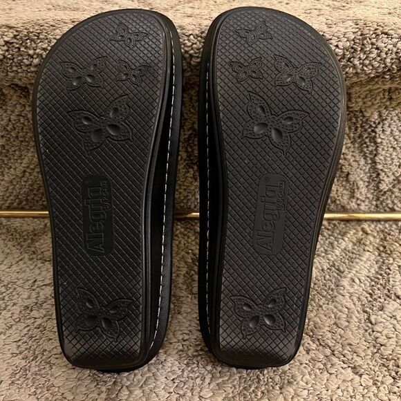 EUC Women's Alegria Dinah Black Gray Leopard Cheetah Print Sandals 40 9.5 - 10 - Picture 6 of 6